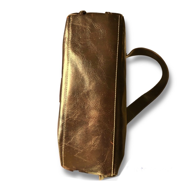 NINE & CO Dark Brown Faux Leather, Silver Hardware Structured Shoulder Bag GUC - Picture 13 of 15